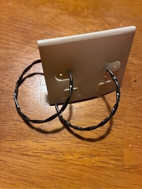 Charcoal gray/silver Twisted Hoop Earrings